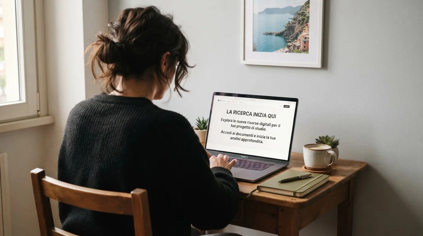 Persona davanti a un portatile che legge una pagina informativa sul gioco online in Italia — casino deposito minimo 1 euro