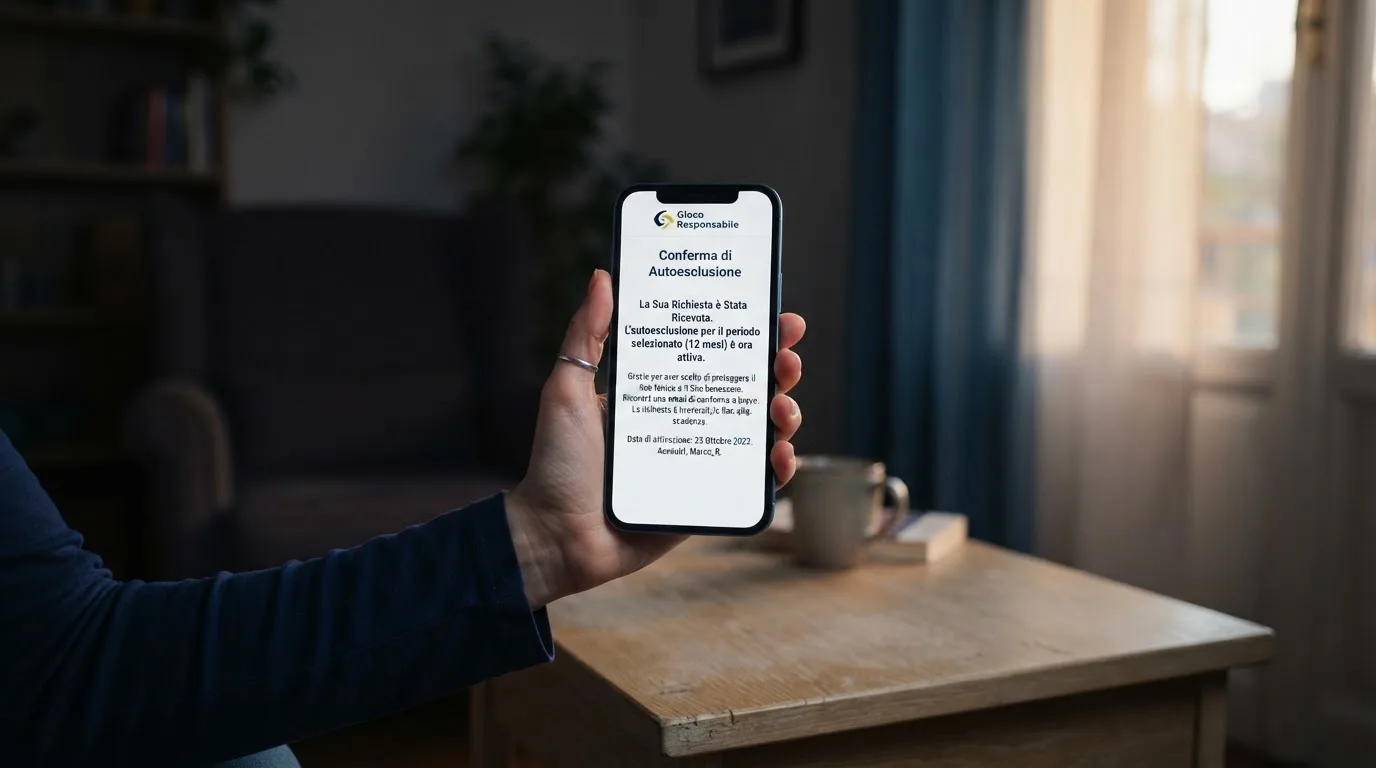 Mano che tiene uno smartphone accanto a una finestra, luce serale tranquilla — casino no adm
