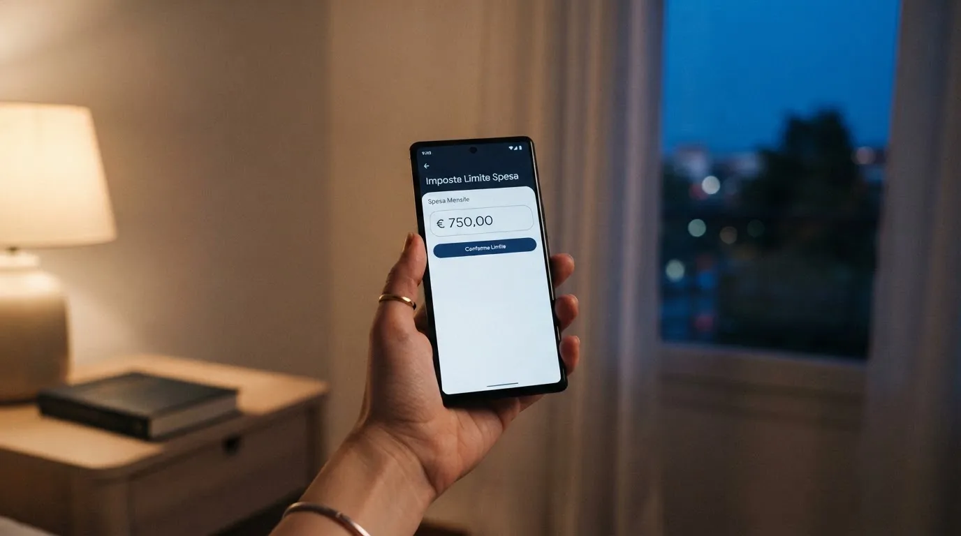 Mano che tiene uno smartphone accanto a una finestra, luce serale tranquilla — casino online con cie